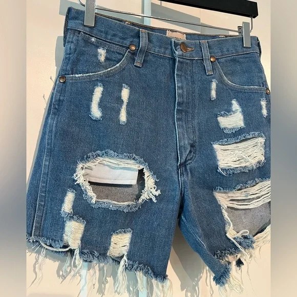 Furst of a Kind XS Distressed Blue Denim Shorts - Picture 3 of 4